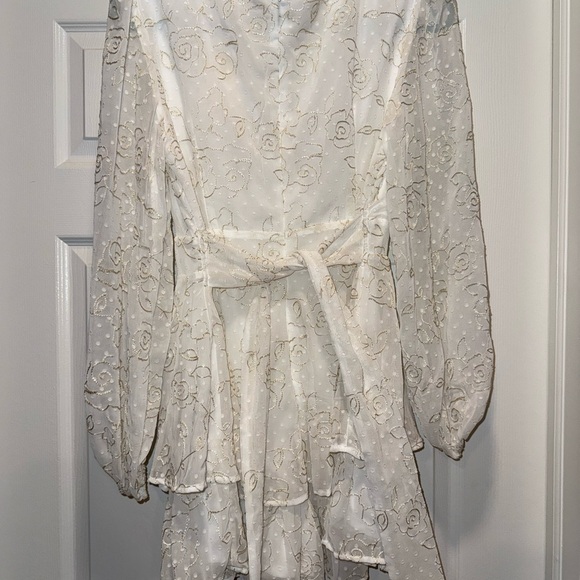 NWOT - Altar'd State Ivory and Gold Lace Romper with Rose Pattern - Picture 4 of 5